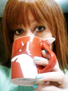 Drinking coffee out of a fox